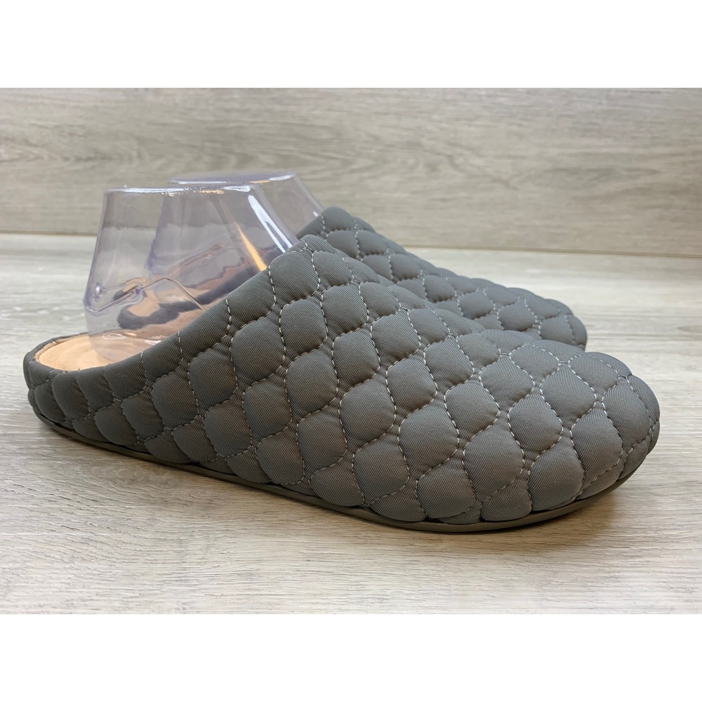 FitFlop iQushion Quilted Circle Slippers Grey Textile Mules Women's 10 Shoes